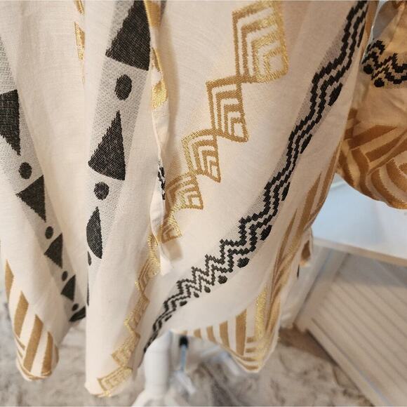 KASIA NEW GOLD / BLACK AZTEC BLOUSE SIZE SMALL RETAIL $140 OVERSIZED - Picture 2 of 6